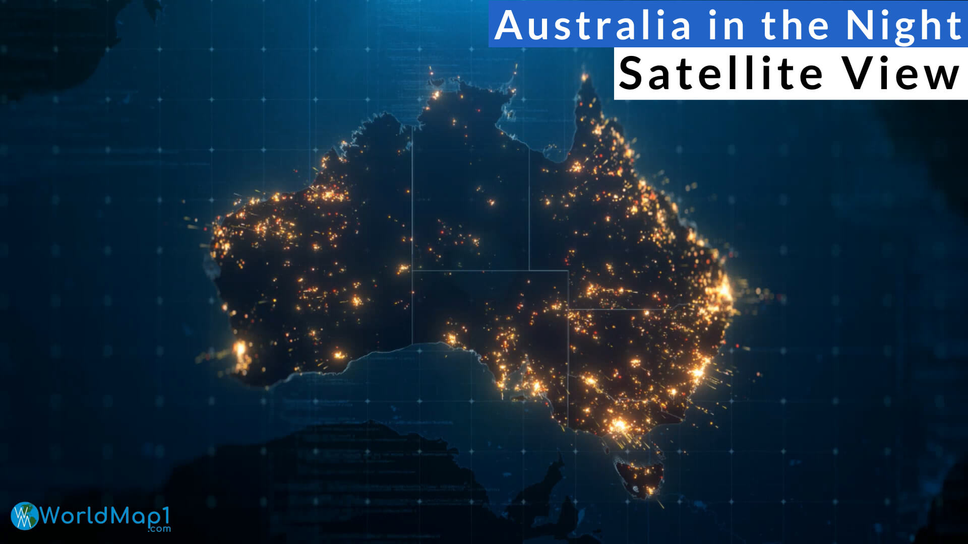 Australia in the Night Satellite View